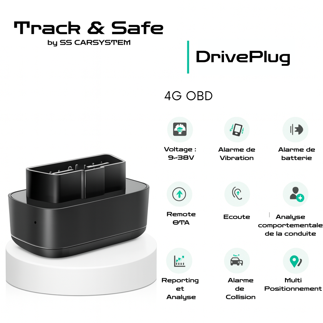 Track&Safe DrivePlug – Plug & Play OBD | Suivi temps réel pour voitures & utilitaires