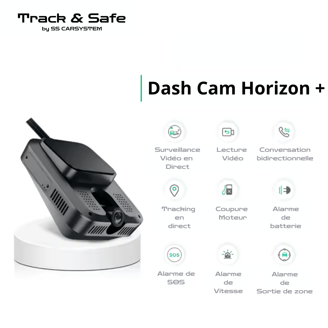 Track&Safe Dashcam Horizon + – Caméra embarquée 4G avec suivi GPS en temps réel