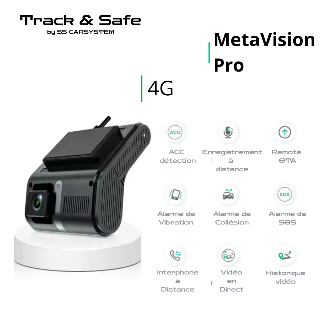 Track&Safe Dashcam  MetaVision Pro – Double 4G avec Suivi GPS et Surveillance en Temps Réel