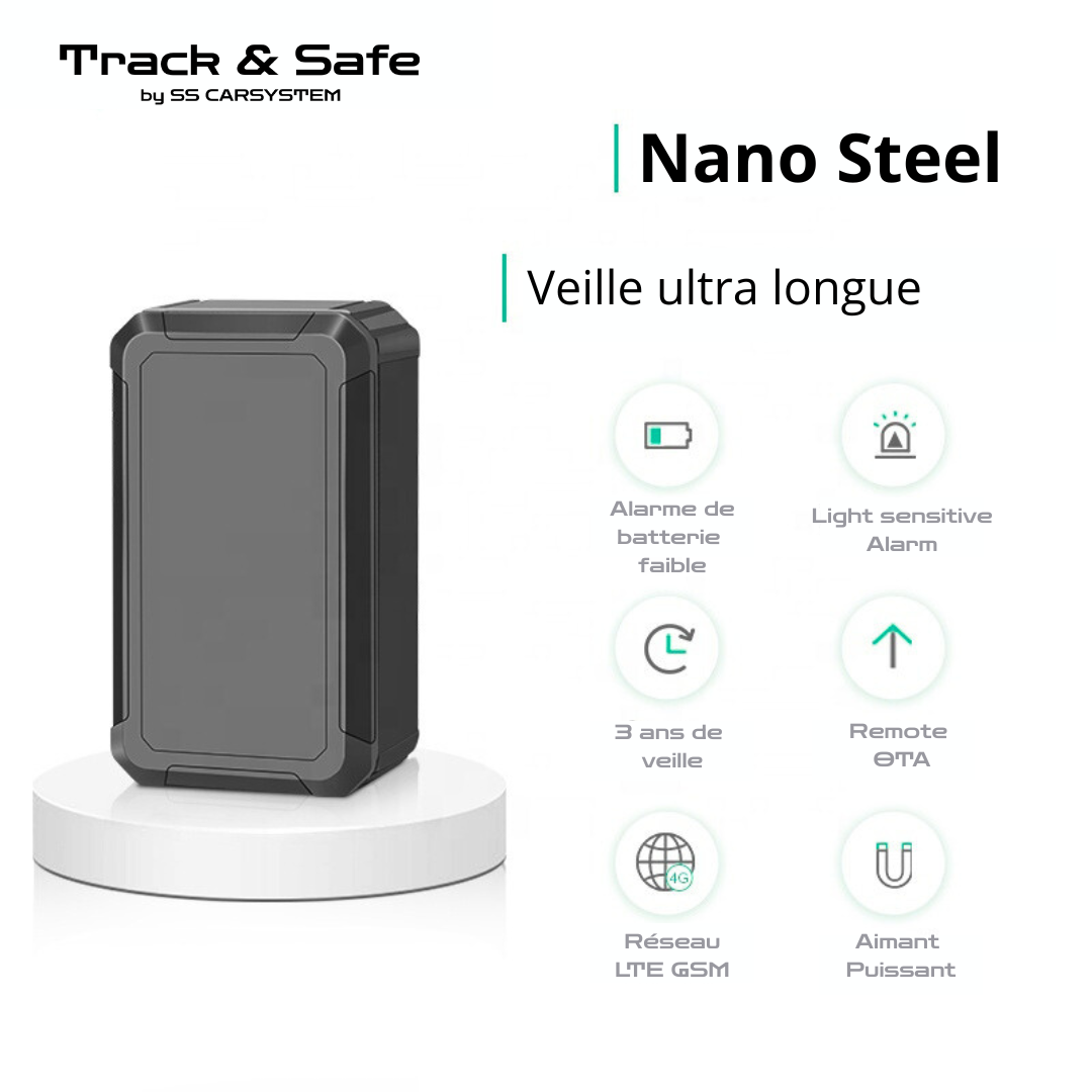 Track&Safe NanoSteel – Traceur GPS 4G Ultra Autonome | Jusqu’à 3 ans de batterie