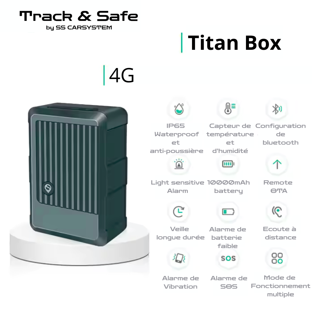 Track&Safe TitanBox – Traceur GPS 4G Autonome Étanche | Batterie 10000mAh